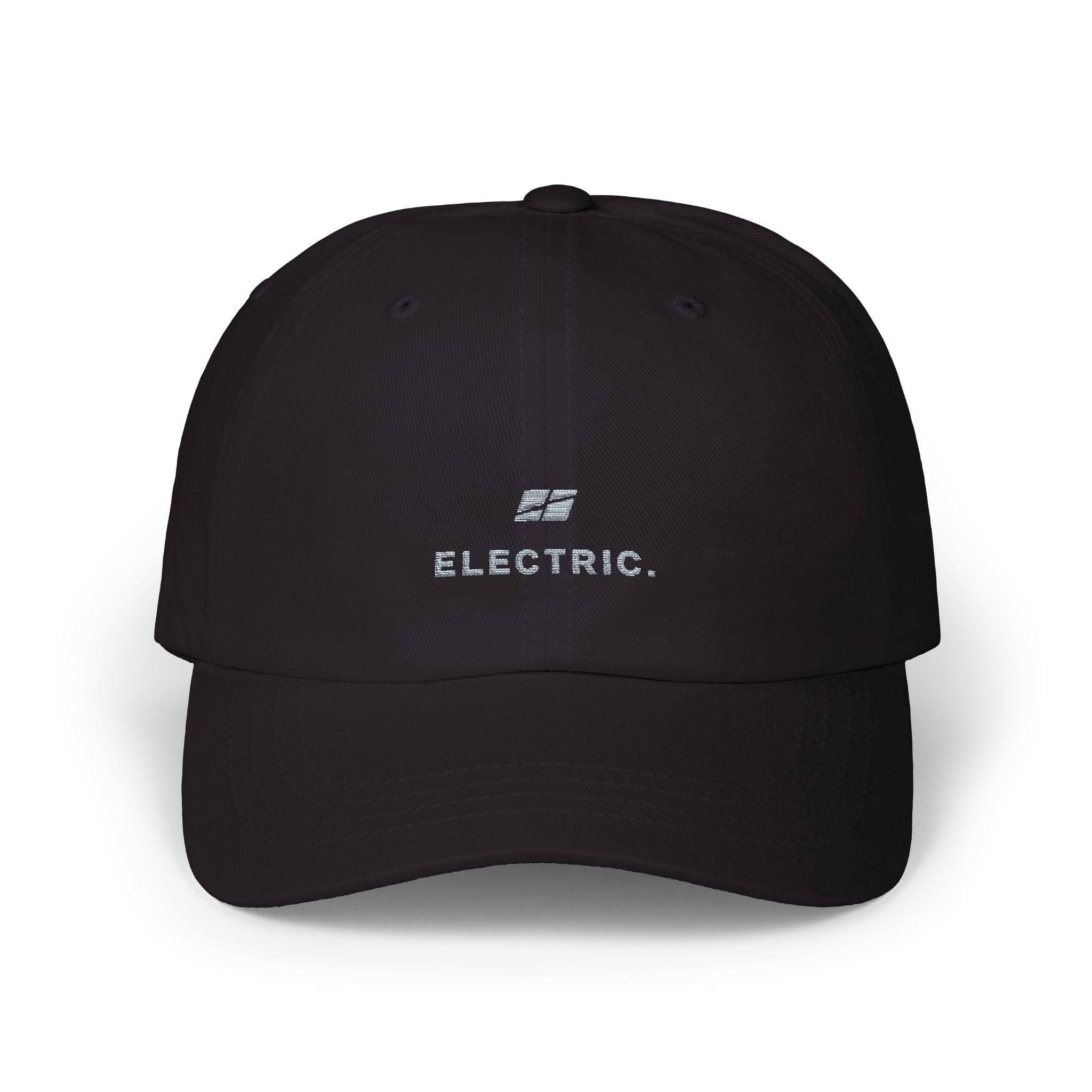 Electric. Embroidered Dad Cap — Minimalist White Baseball Hat