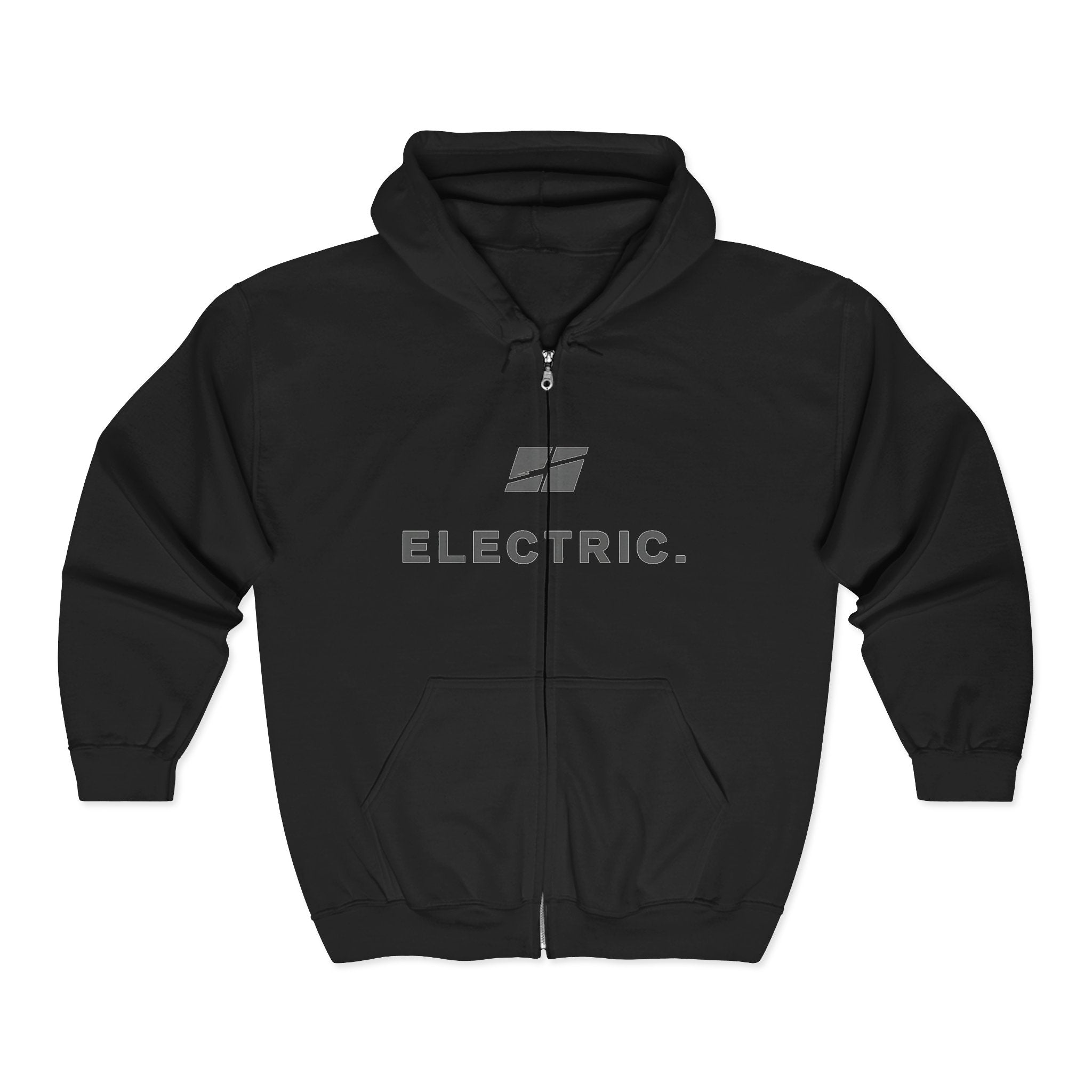 Electric Motorcycles Zip Hoodie — 'ELECTRIC.' Logo & Vintage Ride Graphic