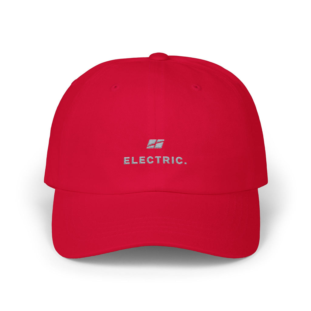 Electric. Embroidered Dad Cap — Minimalist White Baseball Hat