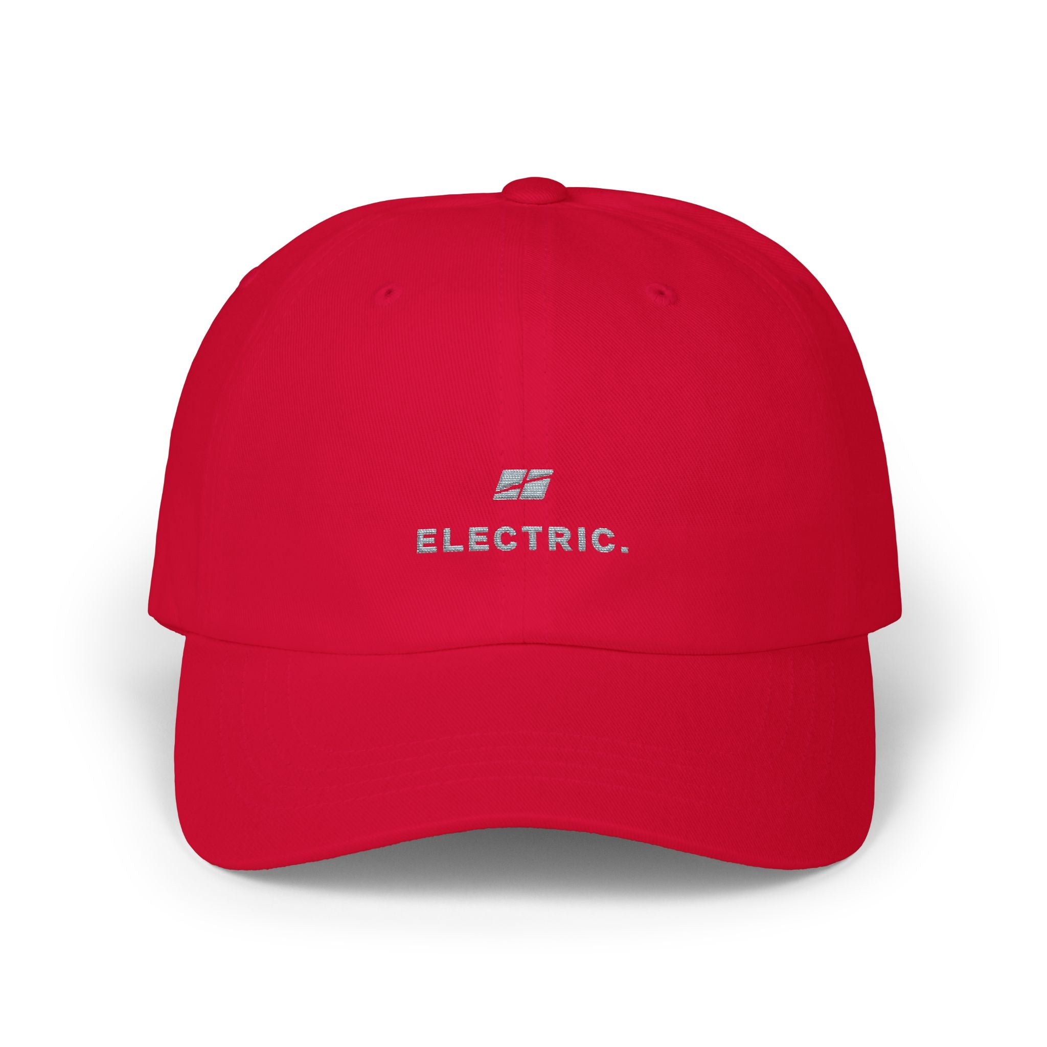 Electric. Embroidered Dad Cap — Minimalist White Baseball Hat
