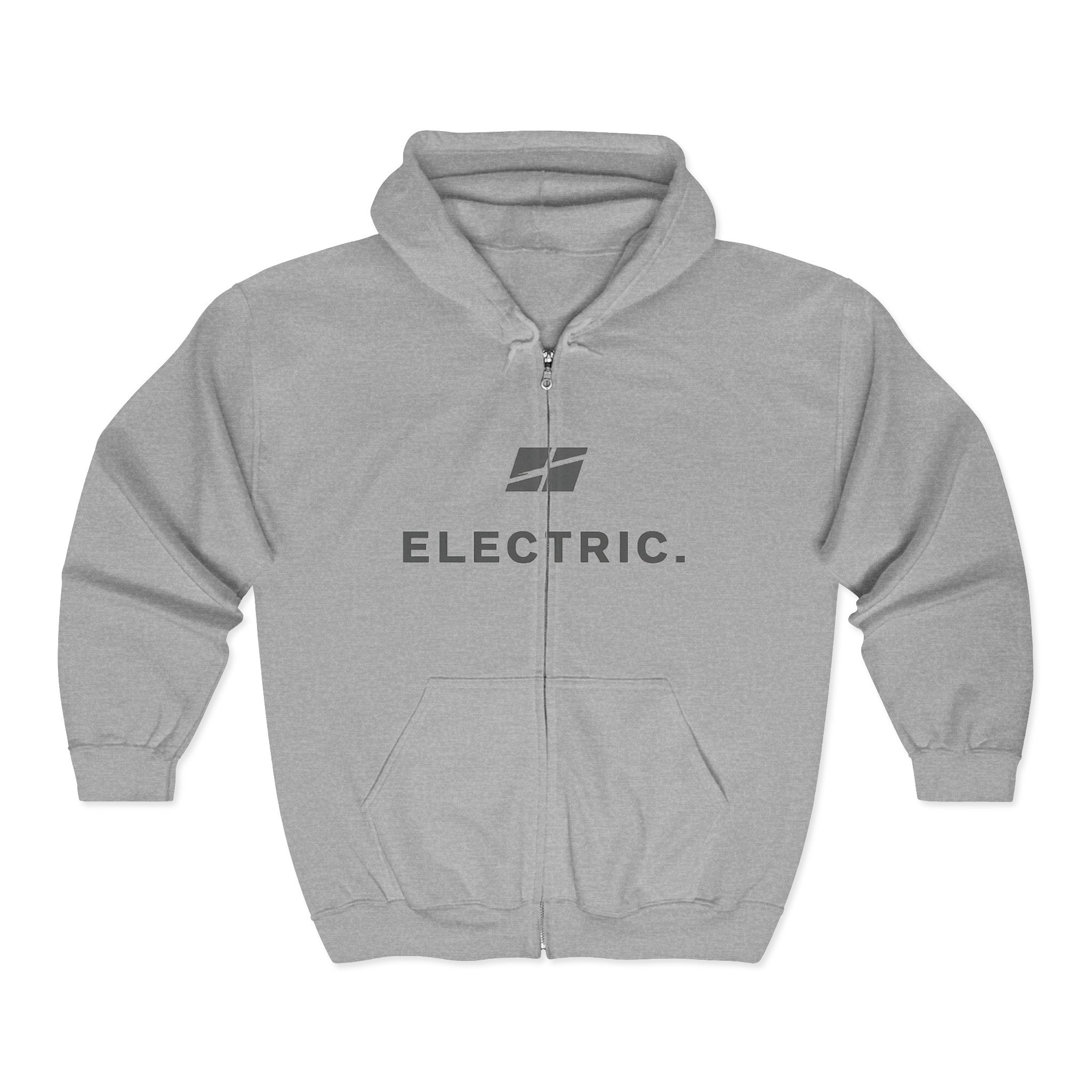Electric Motorcycles Zip Hoodie — 'ELECTRIC.' Logo & Vintage Ride Graphic