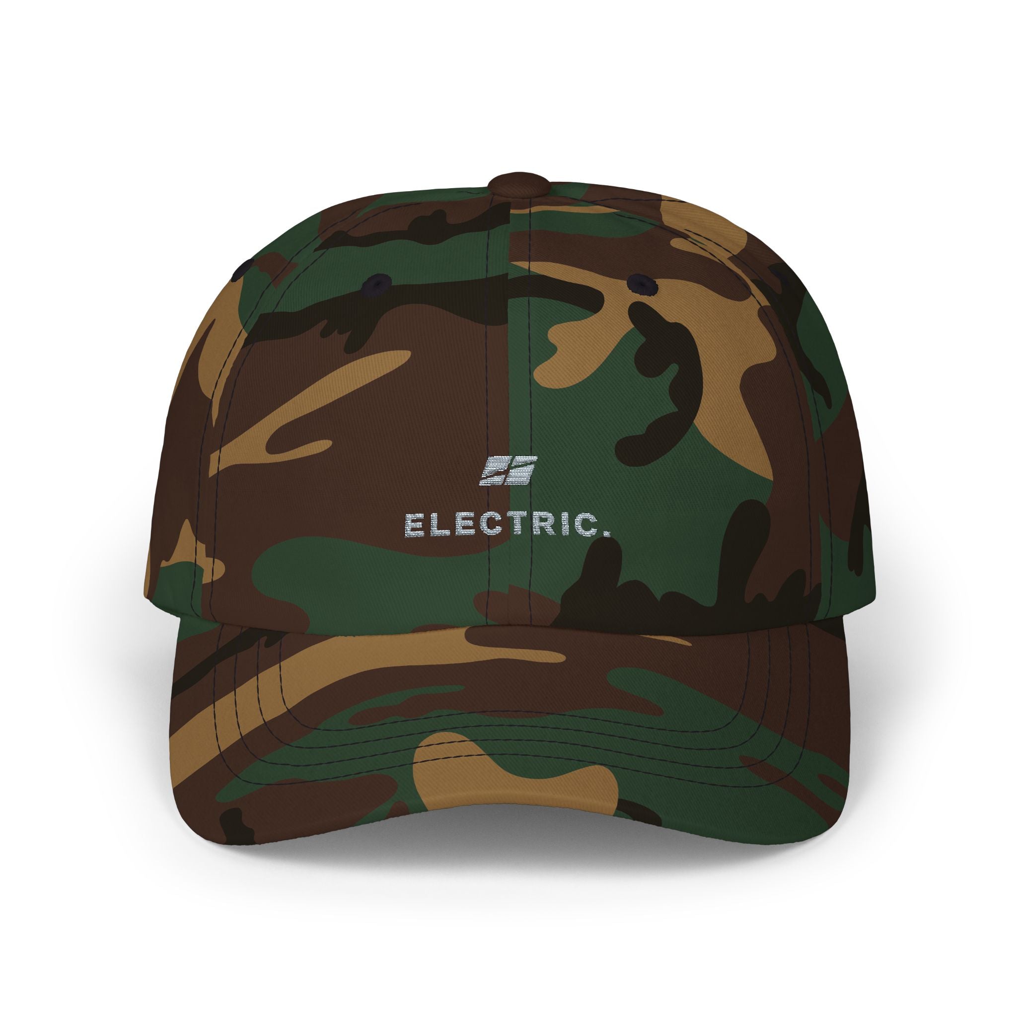 Electric. Embroidered Dad Cap — Minimalist White Baseball Hat