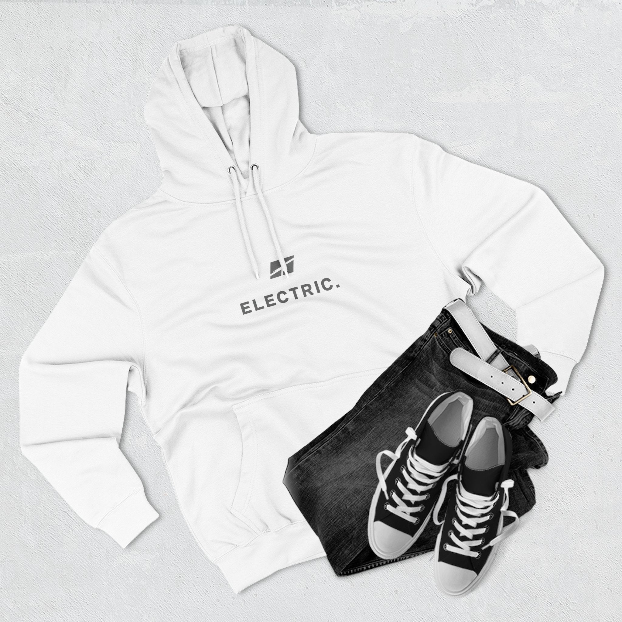 Electric Hoodie — Minimal E‑Moto Division Fleece Hoodie (No Bikes)