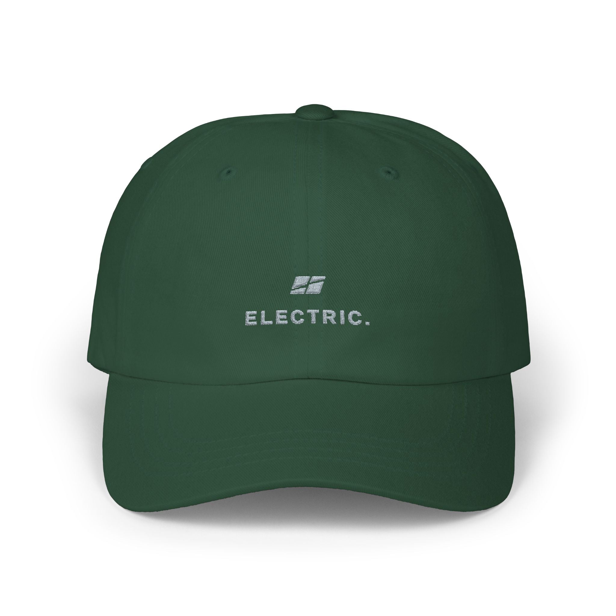 Electric. Embroidered Dad Cap — Minimalist White Baseball Hat
