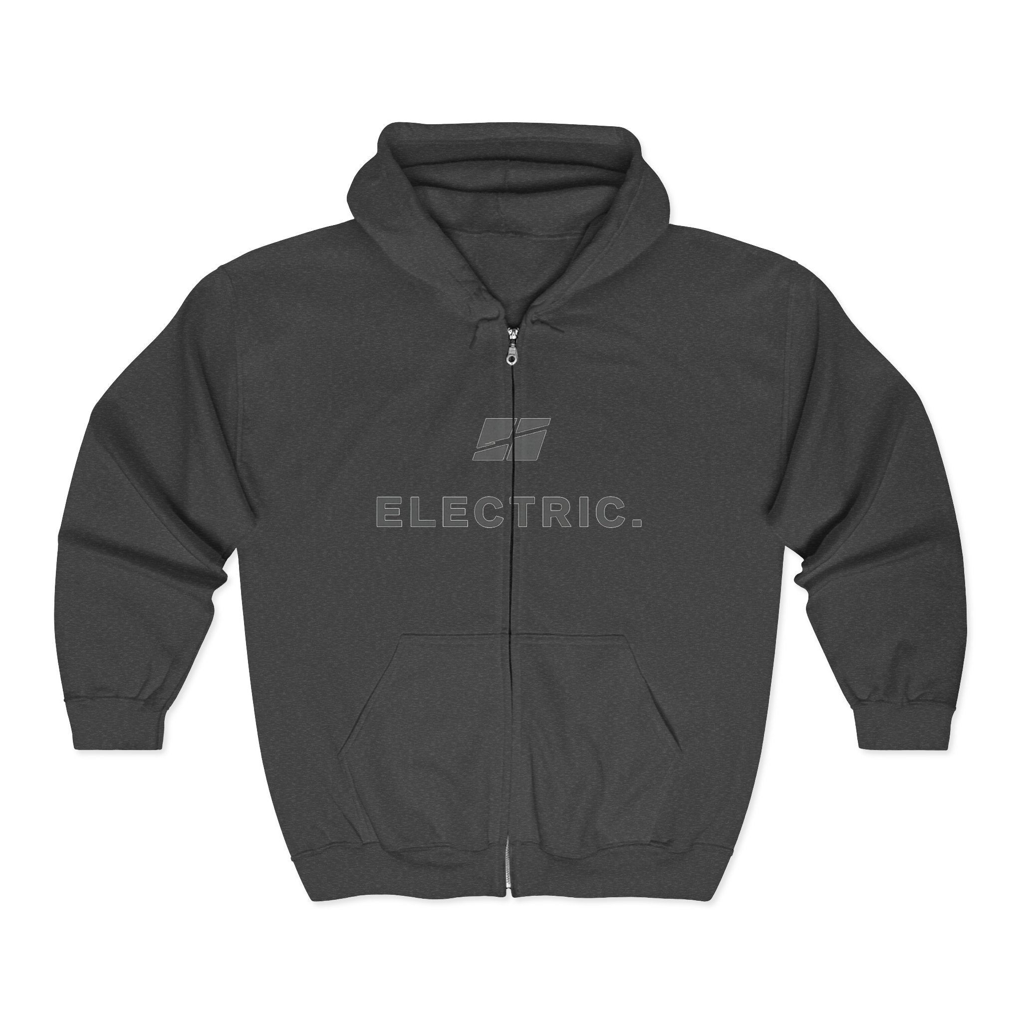 Electric Motorcycles Zip Hoodie — 'ELECTRIC.' Logo & Vintage Ride Graphic