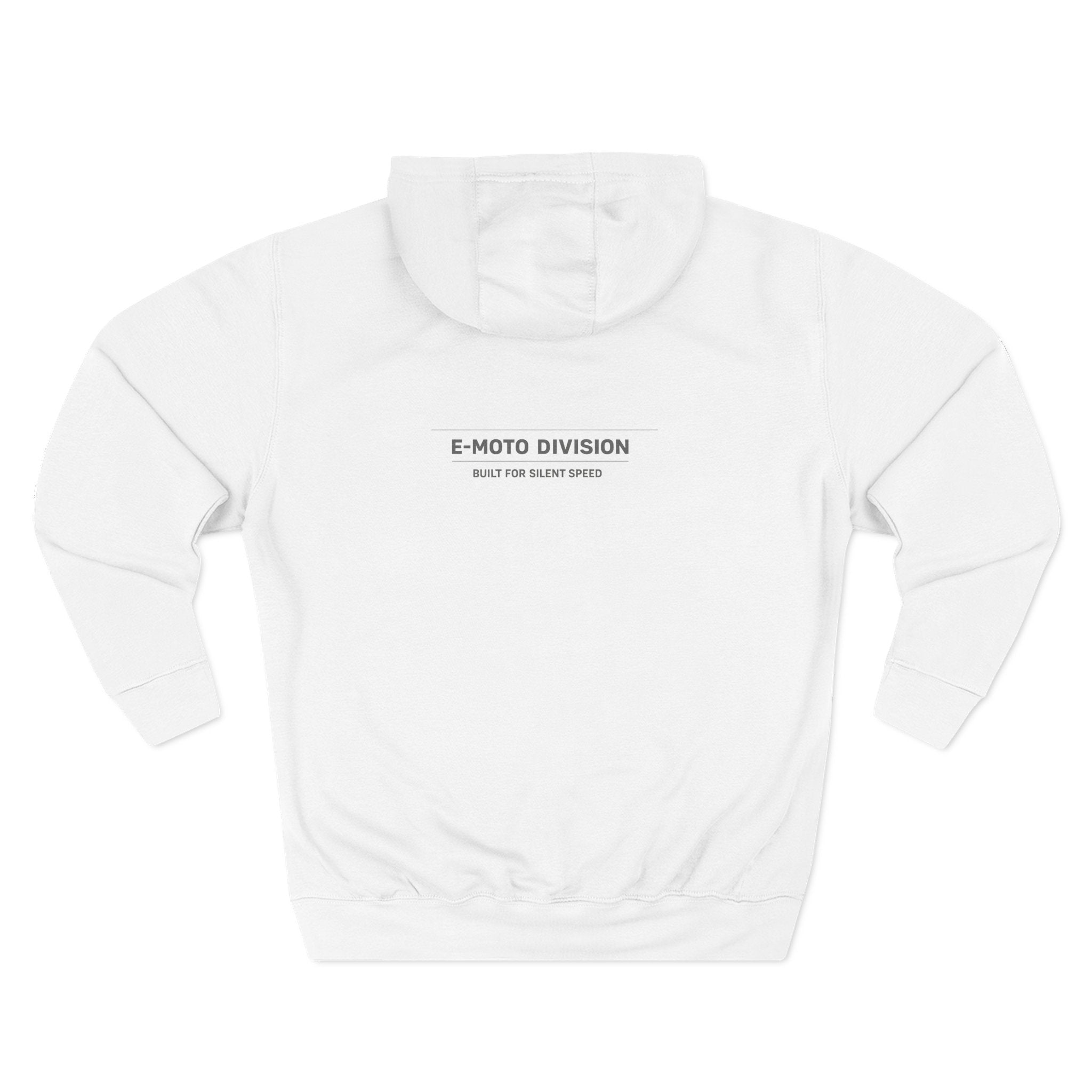 Electric Hoodie — Minimal E‑Moto Division Fleece Hoodie (No Bikes)
