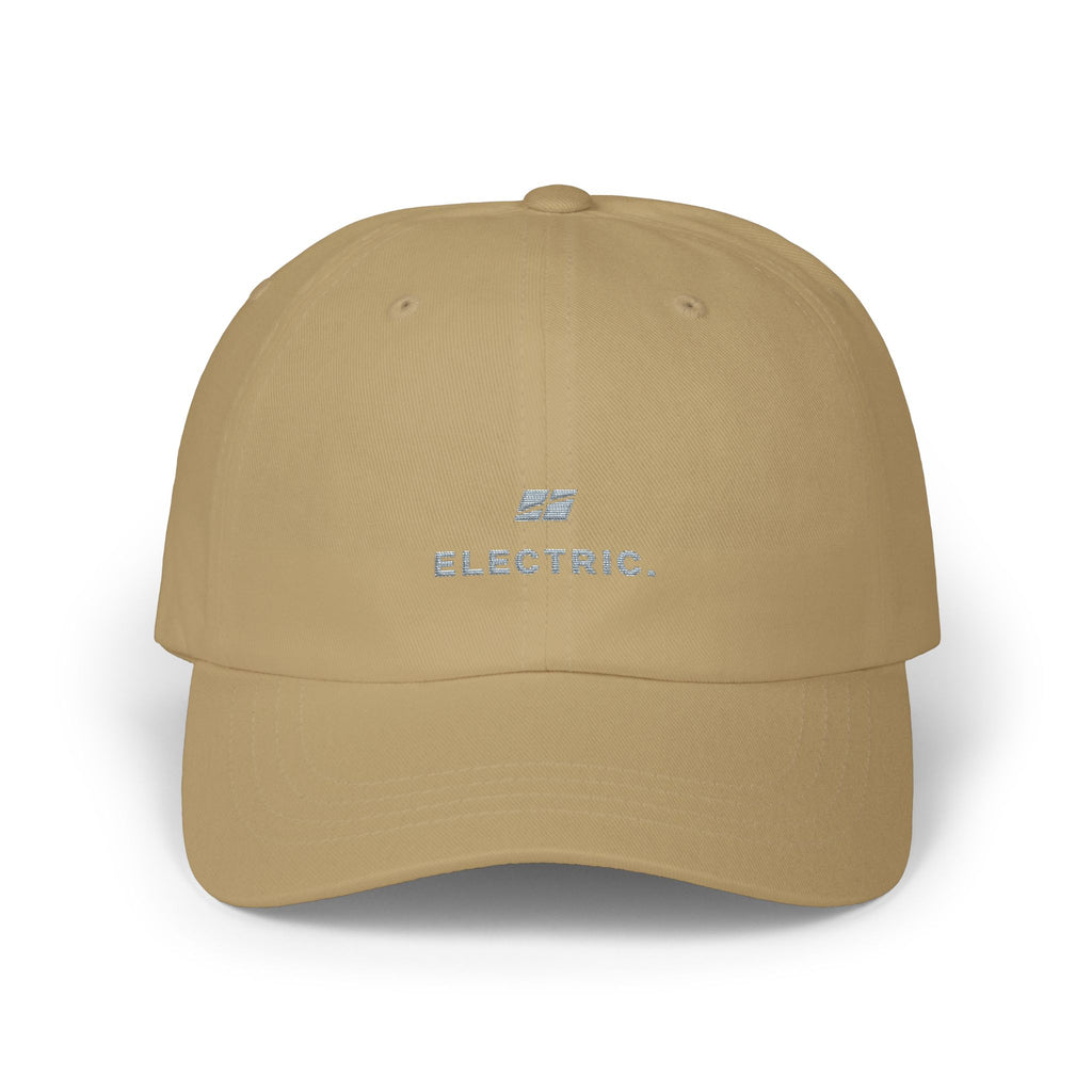 Electric. Embroidered Dad Cap — Minimalist White Baseball Hat
