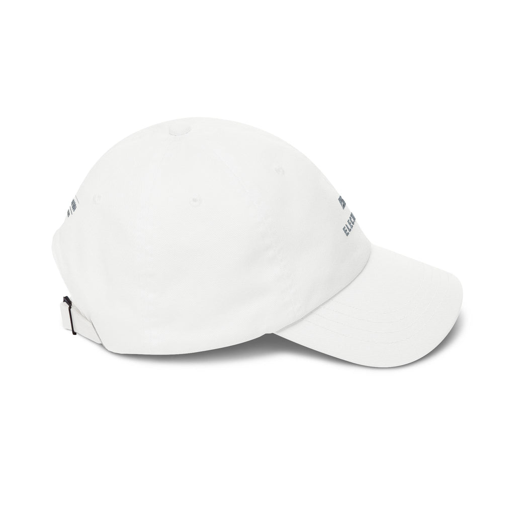 Electric. Embroidered Dad Cap — Minimalist White Baseball Hat
