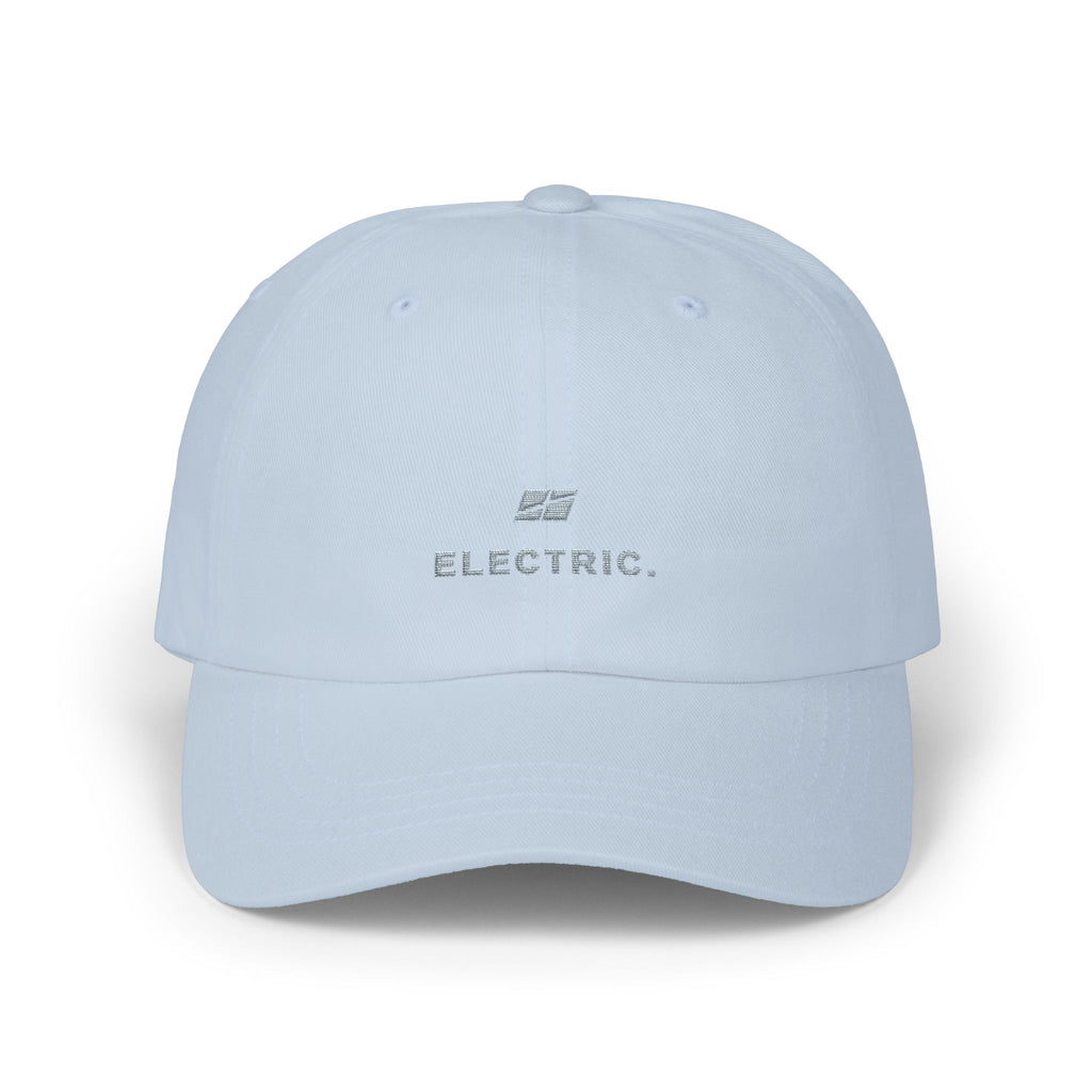 Electric. Embroidered Dad Cap — Minimalist White Baseball Hat