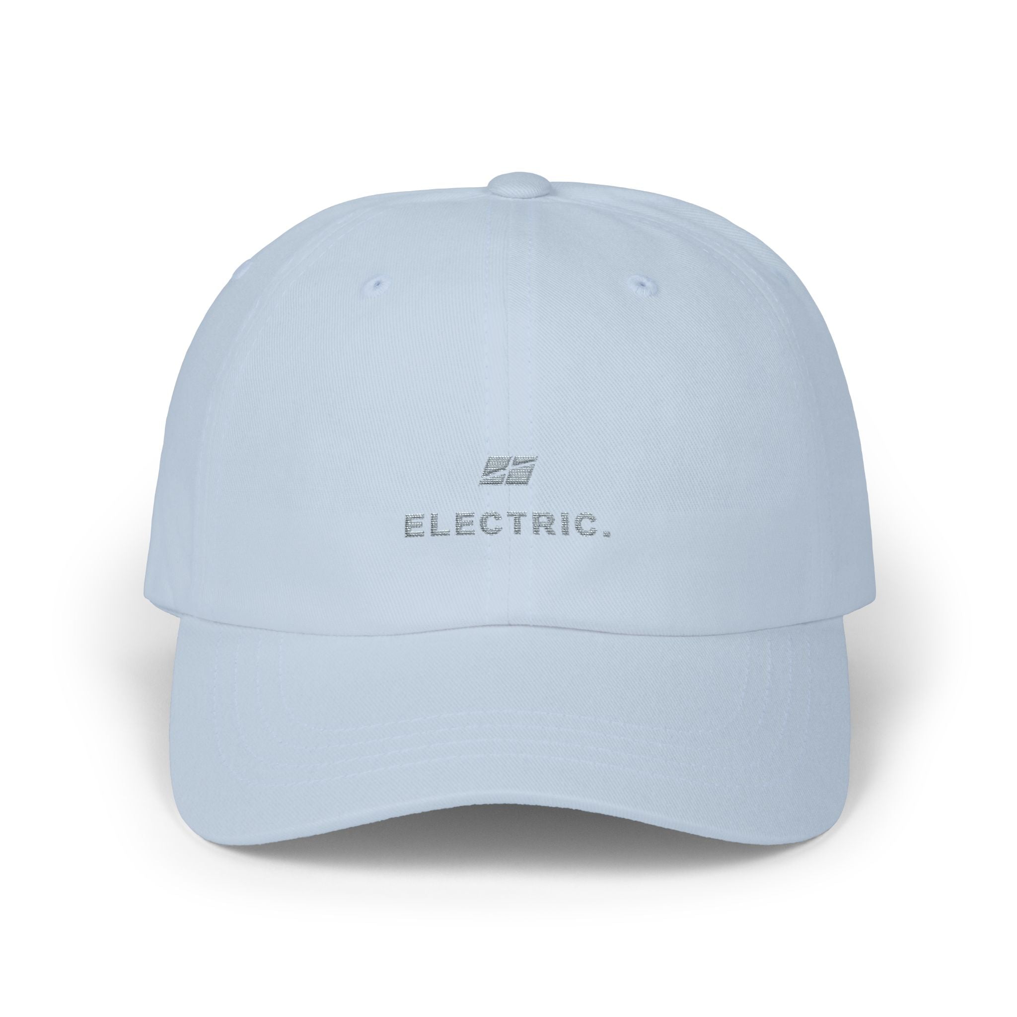 Electric. Embroidered Dad Cap — Minimalist White Baseball Hat