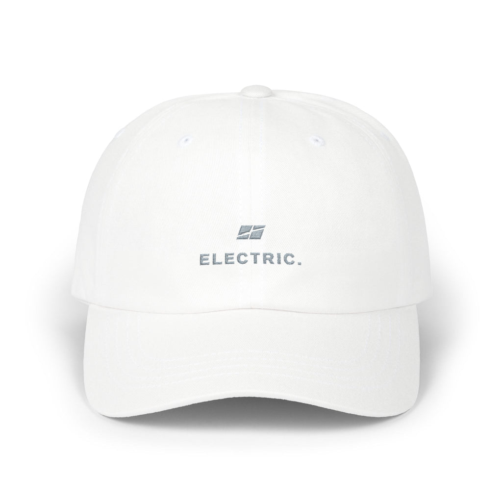 Electric. Embroidered Dad Cap — Minimalist White Baseball Hat