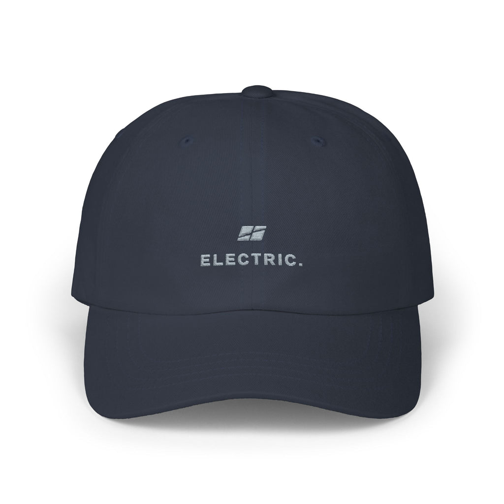 Electric. Embroidered Dad Cap — Minimalist White Baseball Hat