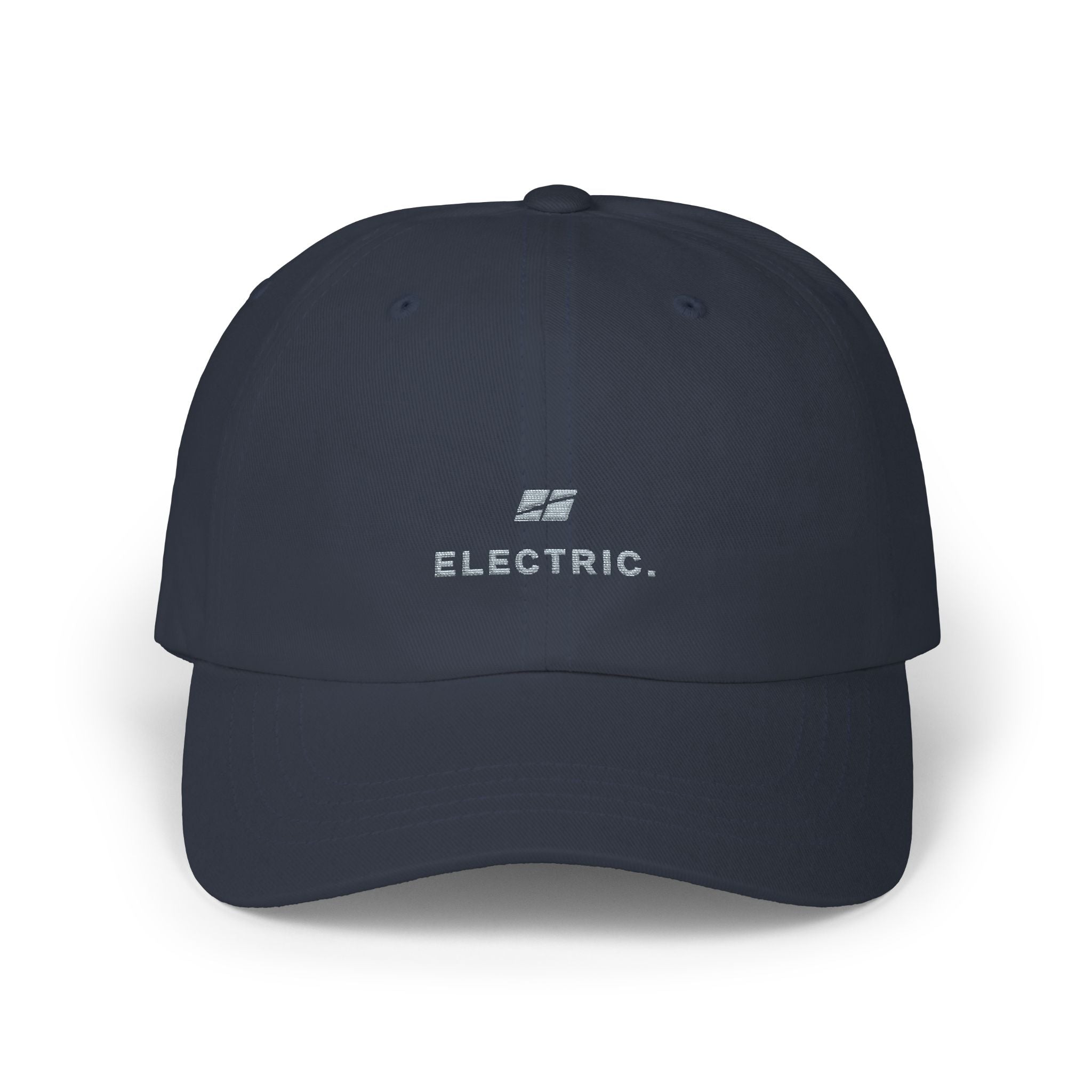Electric. Embroidered Dad Cap — Minimalist White Baseball Hat