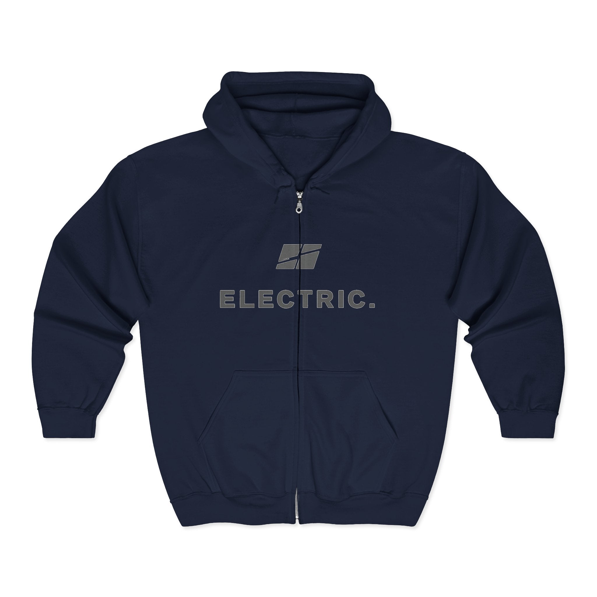 Electric Motorcycles Zip Hoodie — 'ELECTRIC.' Logo & Vintage Ride Graphic