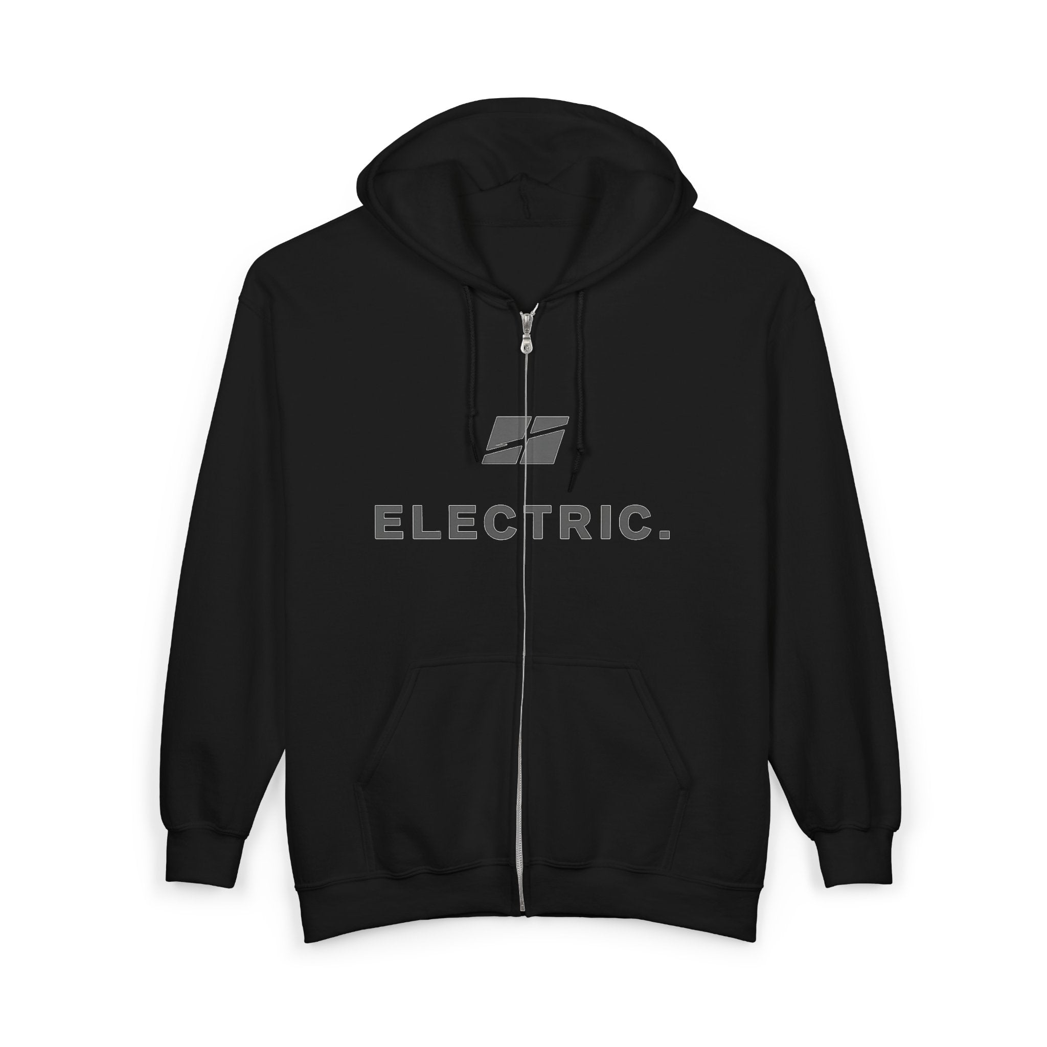 Electric Motorcycles Zip Hoodie — 'ELECTRIC.' Logo & Vintage Ride Graphic